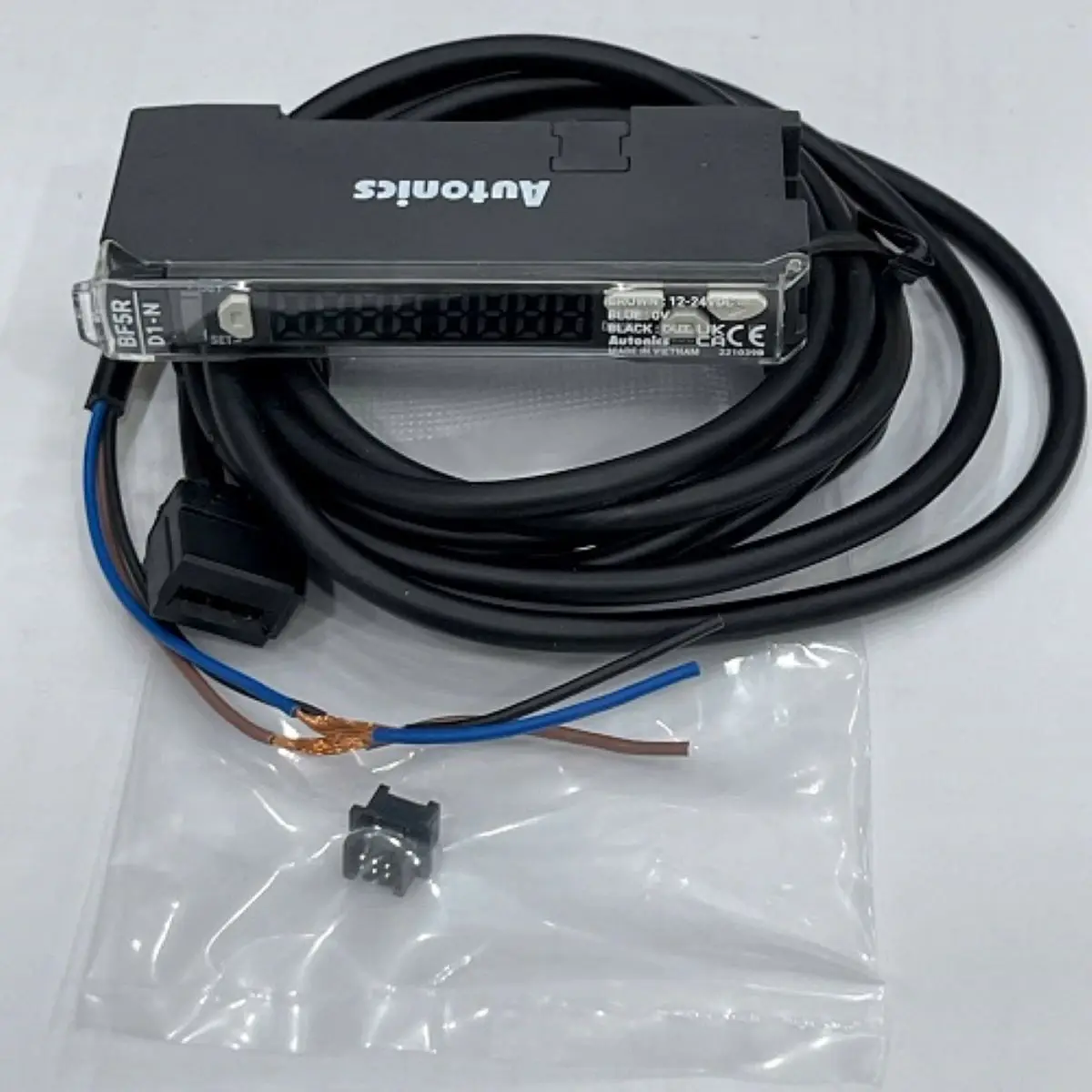 BF5R-D1-N Amplifier, Fiber Optic, Dual Display SV/PV, Auto Tune, Timer, NPN output, 12-24VDC (fiber rqd)