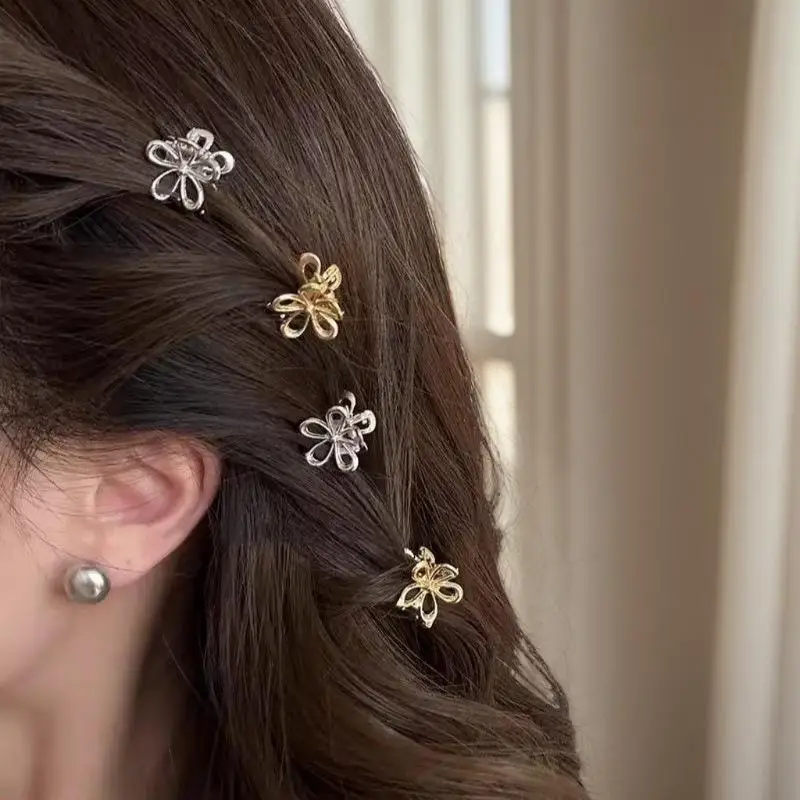 10pcs Mini Metal Hair Claw Clip Gold Silver Flower Butterfly Small Shark Clips Ins Korean Headwear For Women Hair Accessories