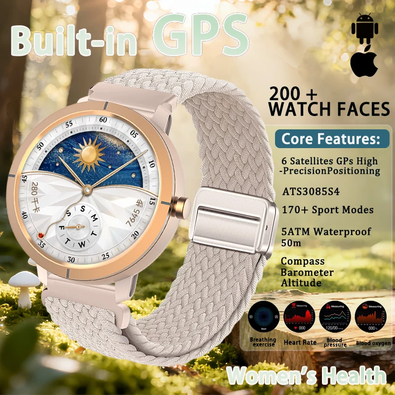 

2025 New Sport GPS Smart Watch 5ATM Waterproof Built-in Dual-band GNSS Compass Military Smartwatch Men Women For Android IOS