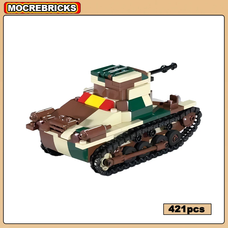 MOC Building Blocks Tedesco WW2 High-tech Panzer I Breda Militare Modello di carro armato leggero Assemblaggio fai da te Mattoni da collezione Set Regali giocattolo