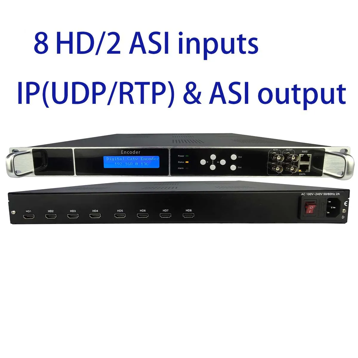 

8 HD 1080P Multi-Channel encoder, HD to IP encoder, HD input and IP/ASI output, ASI encoder, H.264/H.265 IP encoder