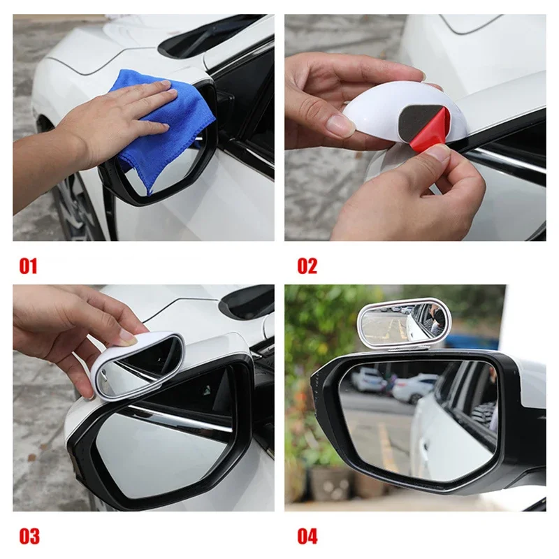 1/2Pcs Universal Car Auxiliary Rear View Mirror 360 Rotation Wide Angle Side Rear Mirror Blind Spot Parking Assitant for Car