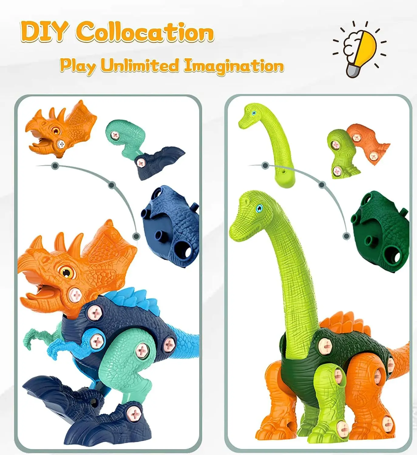 with electric drill screw disassembly and assembly dinosaur four-in-one children\'s DIY can be assembled dinosaur toys