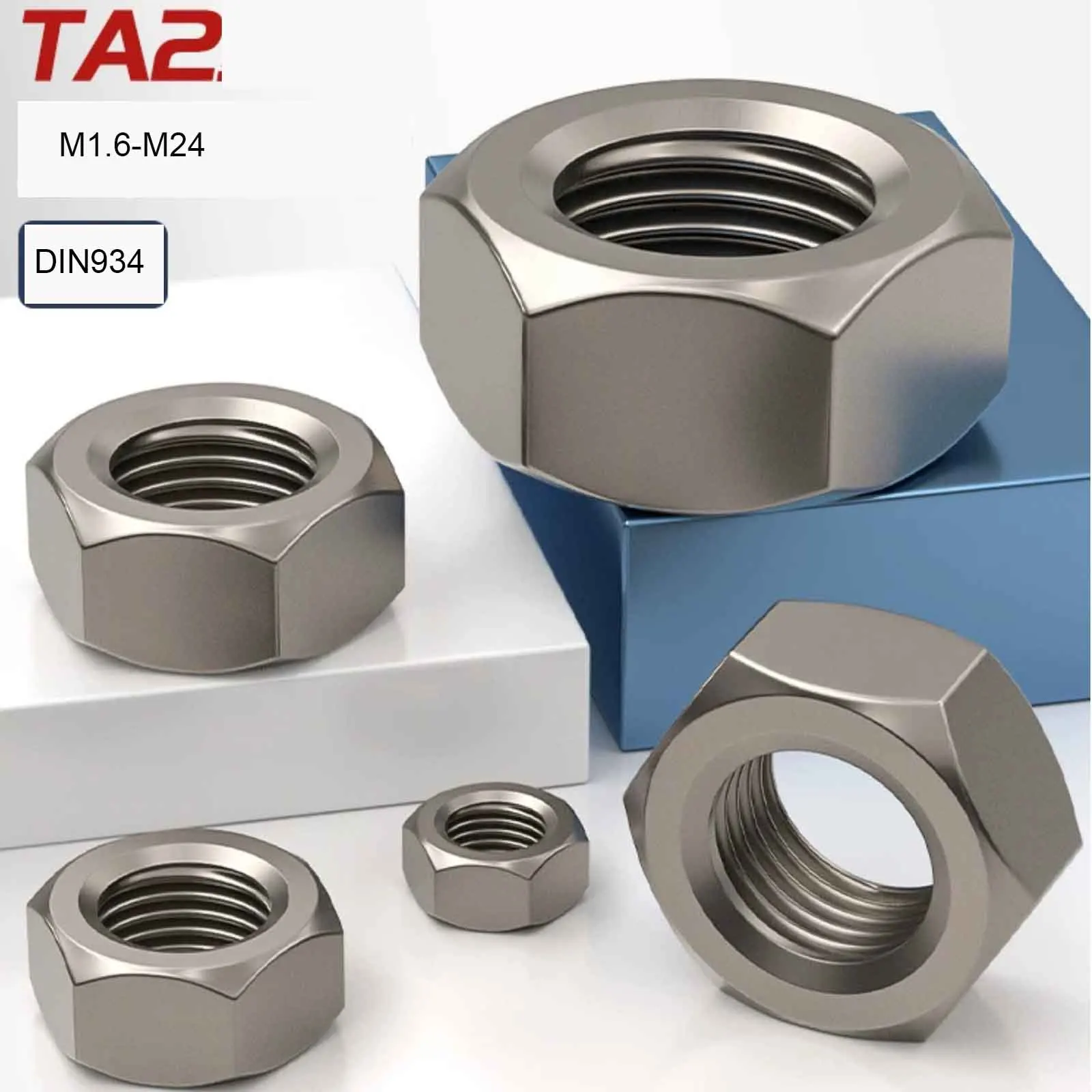 1/5 Stück TA2 Reintitan Sechskantmutter Schraubkappe Komplettset M1.6 M2 M2.5 M3 M4 M5 M6 M8 M10 M12 M16-M24 für Hardware und Werkzeuge