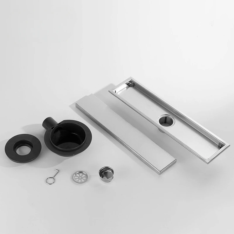 استنزاف أرضية مقاوم للرائحة من الفولاذ المقاوم للصدأ 304 للحمام، جودة فاخرة خفيفة، استنزاف أرضية طويل مخفي