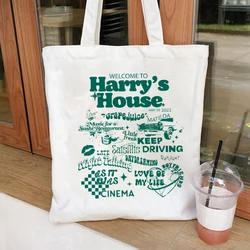 Welcome To Harry’s House Keep Driving Tote Bag Canvas Tote Bag Large Capacity Shopping Bags Shoulder Handbag