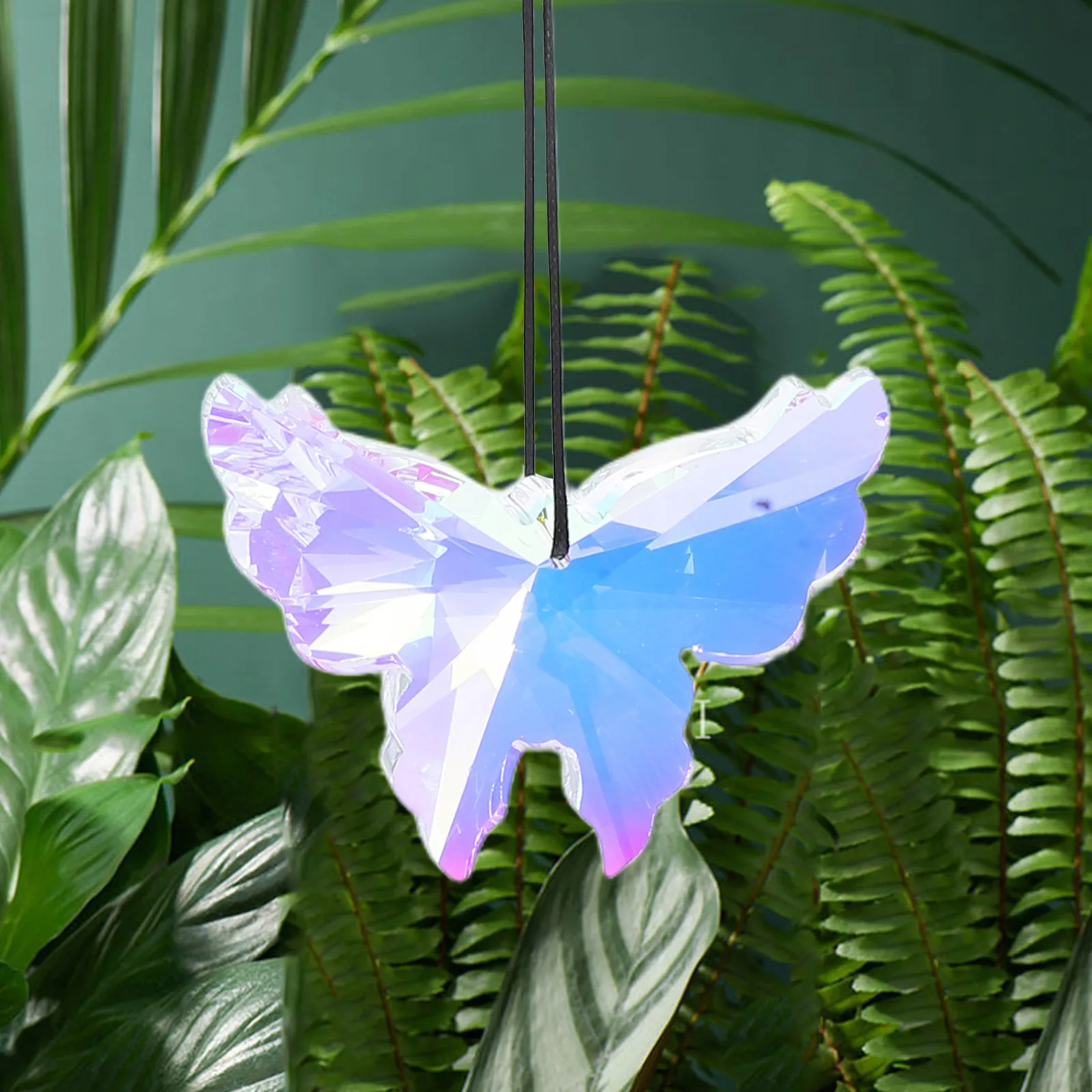 زينة زجاجية معلقة ملونة على شكل فراشة كريستالية رائعة لنافذة الحديقة والفناء والديكور الخارجي وديكور الفراشة