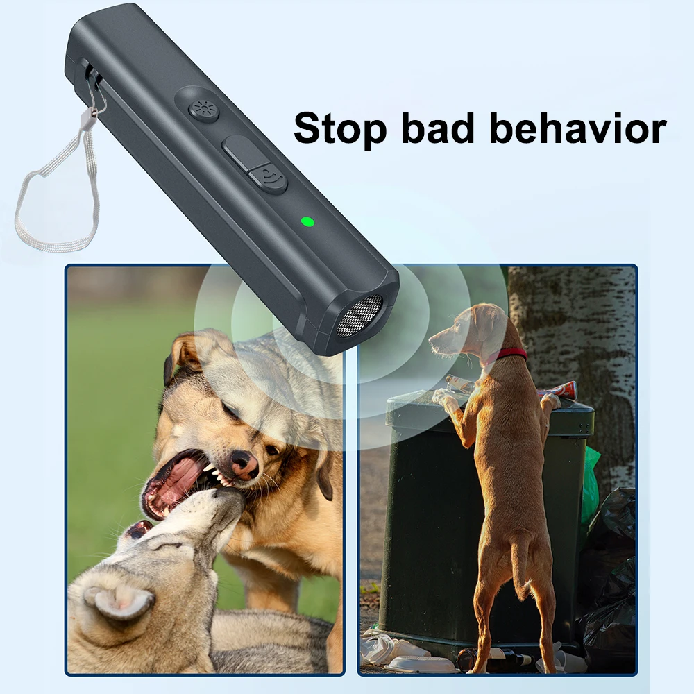 Ultrasonic Dog Repeller with LED Indicator Lanyard USB Rechargeable Dog Drive Device Dog Trainer Anti Barking Device