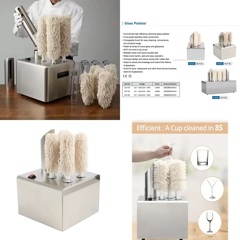 Commercial Stainless Steel Electric Wine Glass Polisher Cup Dryer Machine Bar Restaurant Kitchenware Cleaning Equipment