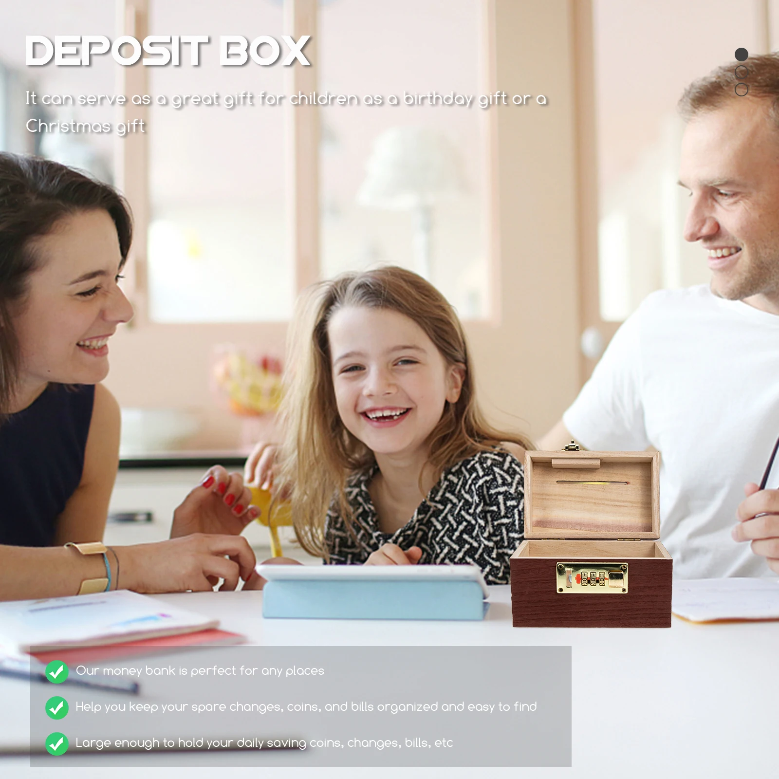 

Retro Treasure Chest Small Size Wooden Coin Bank Vintage Storage Box Password Lock Kids Birthday Gift Jewelry Display Tool