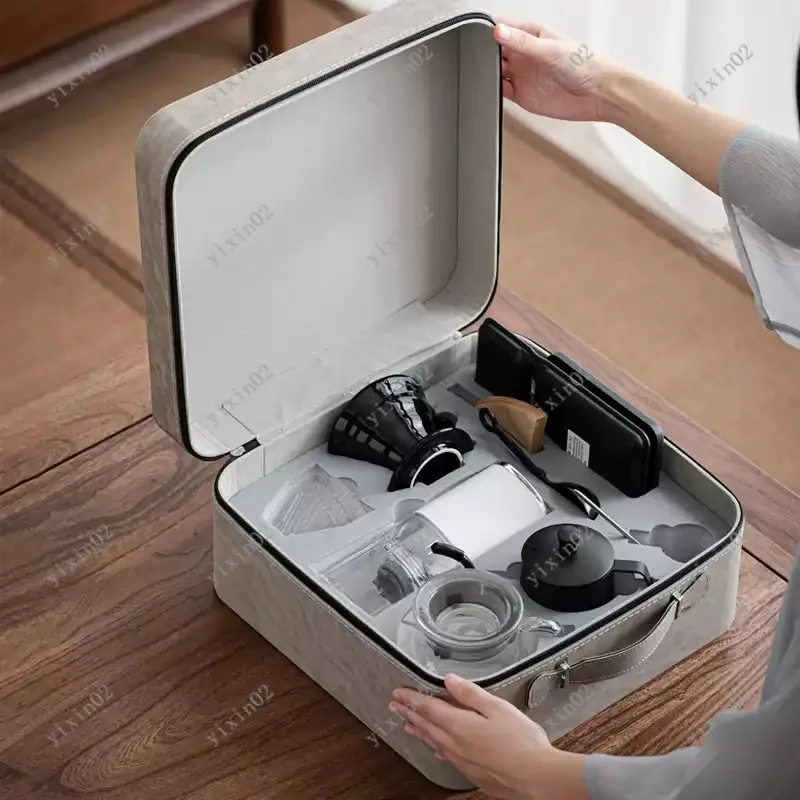 

V60 Travel Hand Brew Coffee Set Electric Bean Grinder Stainless Steel Coffee Pot Household Storage Kit