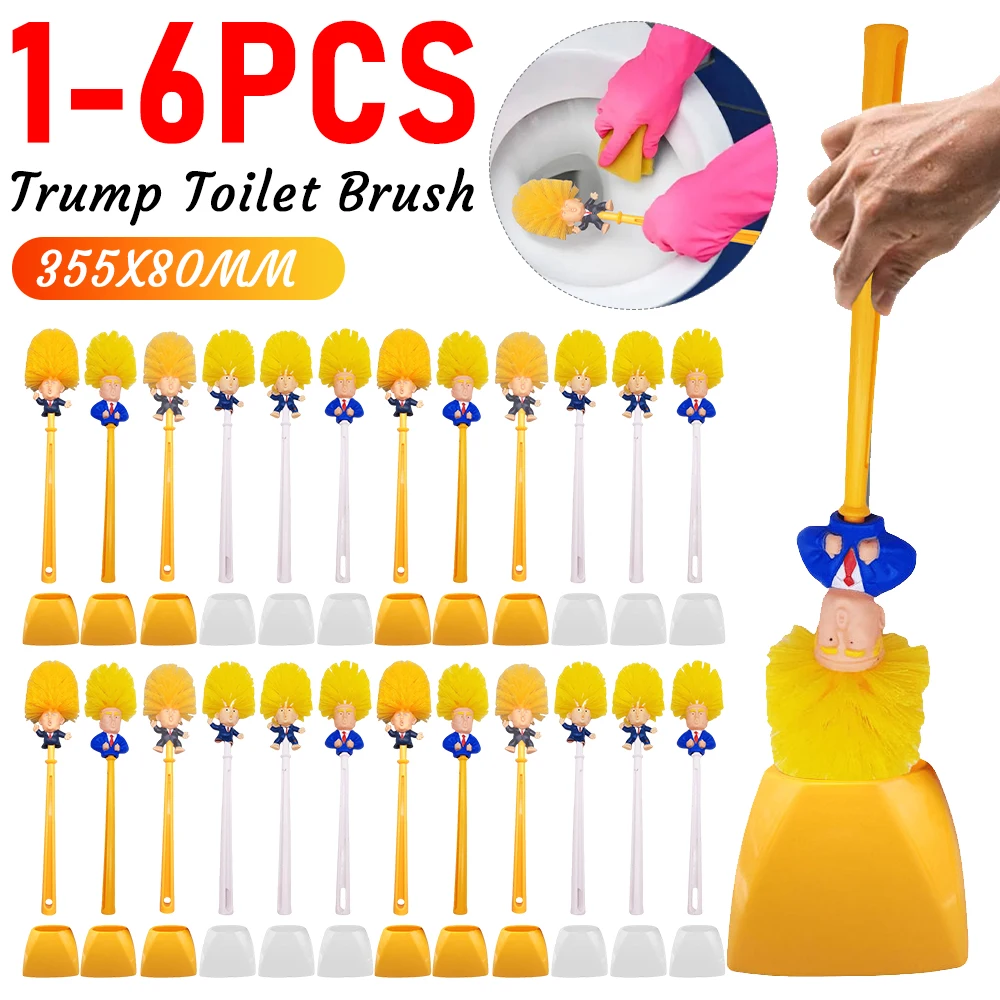 1-6PCS Trump Toilet Brush Bathroom Cleaning Brush Long Handle Toilet Cleaning Brush Novelty Toilet Scubber For Bathroom Cleaning