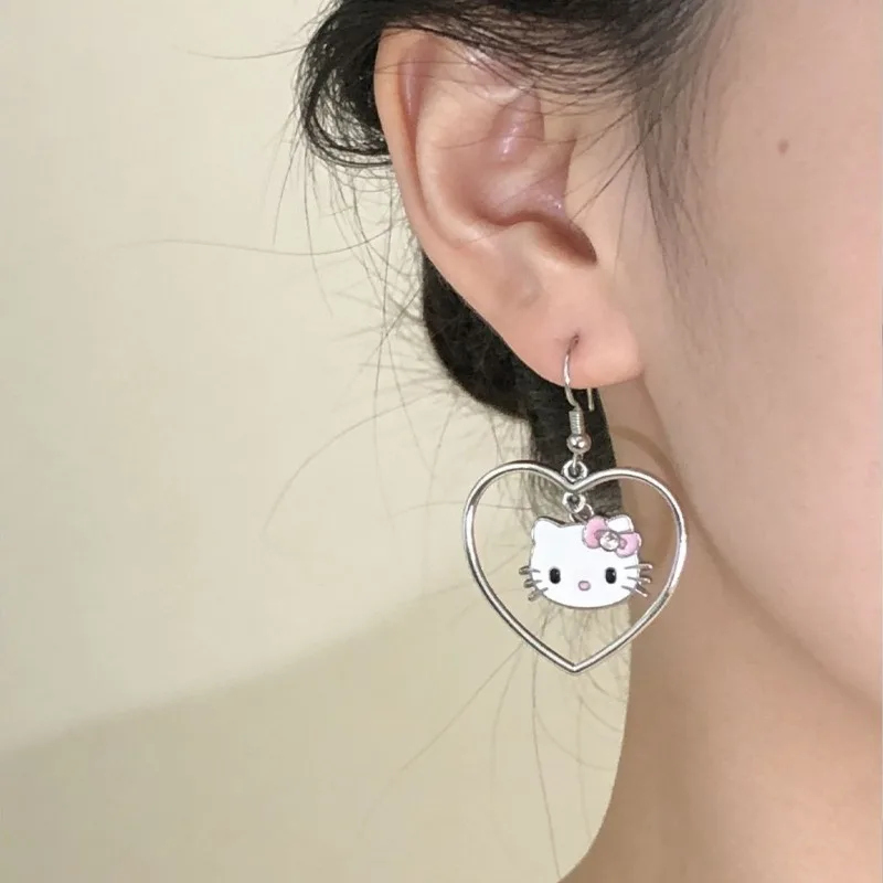 Pendientes Hello Kitty estilo padre-hijo, pendientes a juego para mamá e hija, joyería linda y moderna para estudiantes y amigos