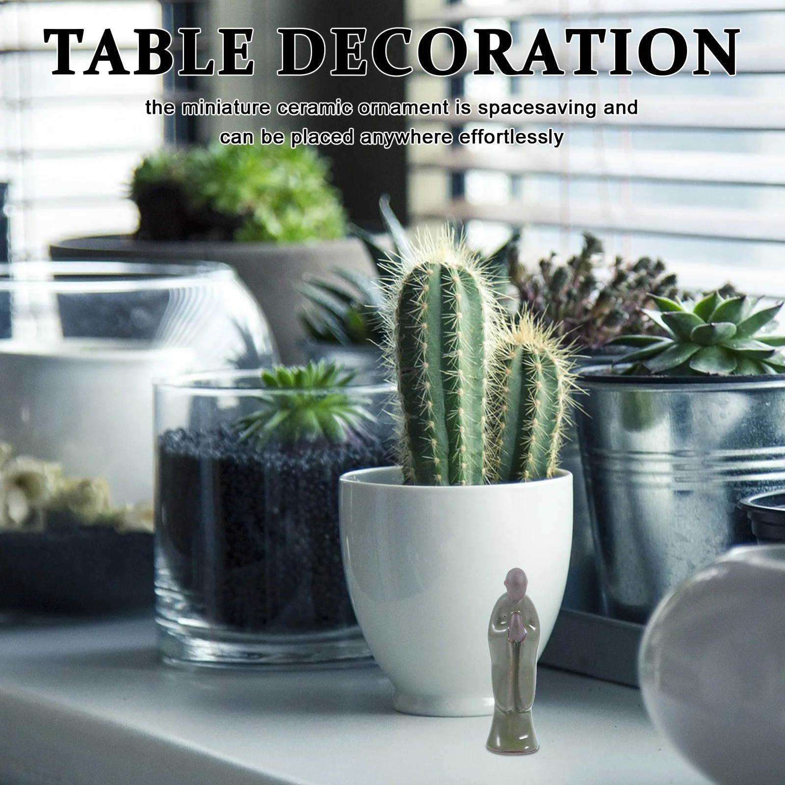 

Miniature Ceramic Zen Monk Statue Home Decor Serene Buddha Sculpture Indoor Bonsai Table Decoration Buddha Ornament