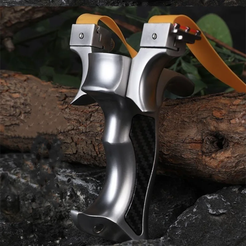 Outdoor Sports Hunting Alloy Shooting Slingshot Rubber Belt High-precision Shooting Alloy Slingshot Catapult