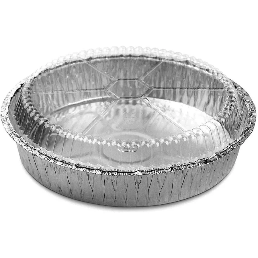 

250 PC Combo 7" Round Foil Container with Clear Dome Lid Disposable Aluminum Food Container Great for Baking and Roasting Cooki