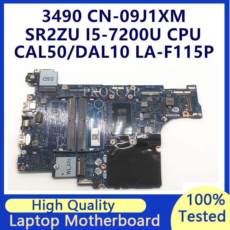 CN-09J1XM 09J1XM 9J1XM Mainboard For Dell Latitude 3490 3590 Laptop Motherboard With SR2ZU I5-7200U CPU LA-F115P 100%Tested Good