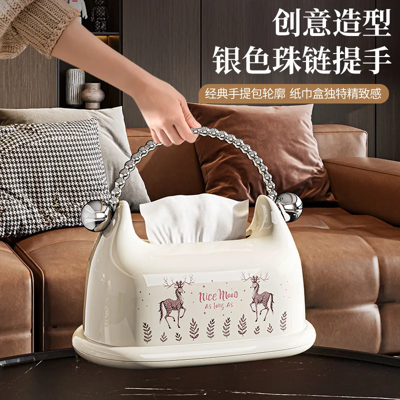 Home Light Luxury Tissue Box Living Room Coffee Table High-End Creative Tissue Box