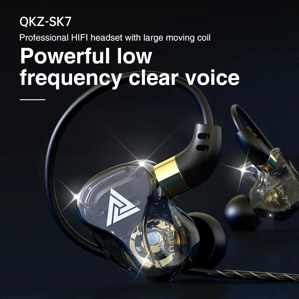 NEW QKZ SK7 Copper Driver HiFi Wired Earphone Sport Headphone Bass Stereo Noise Cancelling Headset Earbuds 3.5MM In Ear With Mic