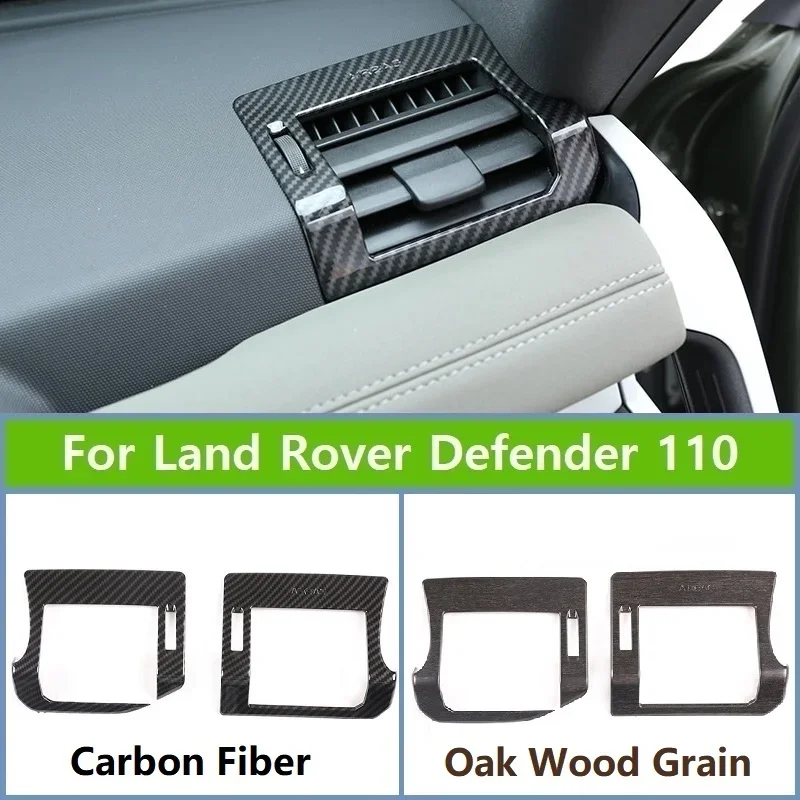 

OLAVGDN Carbon Fiber Oak ABS AC Front Air Outlet Frame Decoration Stickers For Land Rover Defender 110 130 2020 Car Accessories