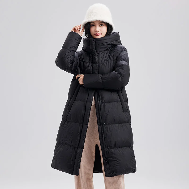 Hooded Down Jacket Women Winter Mid-length Pink 2025 Super Good-looking Thick Large Size Fashion Coats Ladies White Duck Light