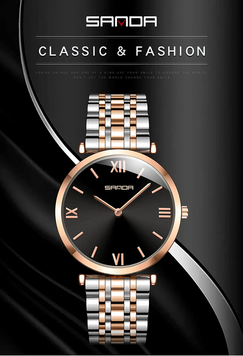 

Sanda 1021 New Atmospheric Men's Watch Steel Band Business Waterproof Fashion Rose Gold Quartz Watch