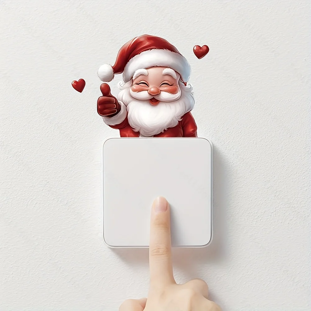 Festliche Weihnachtsmann-Wandschalter-Aufkleber – Vinyl-Aufkleber, selbstklebende Weihnachtsdekoration für Zuhause,