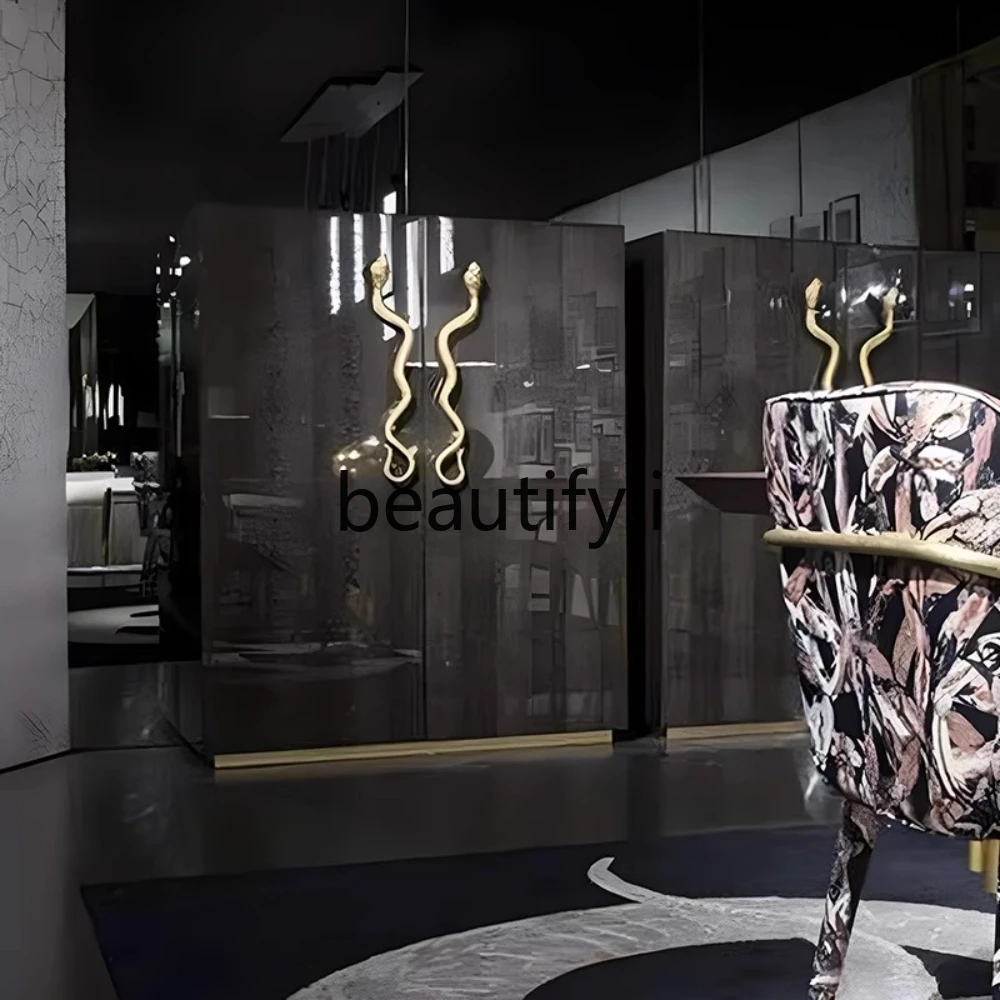 Side cabinet, decorative handle solid wood locker villa, luxury wine cabinet