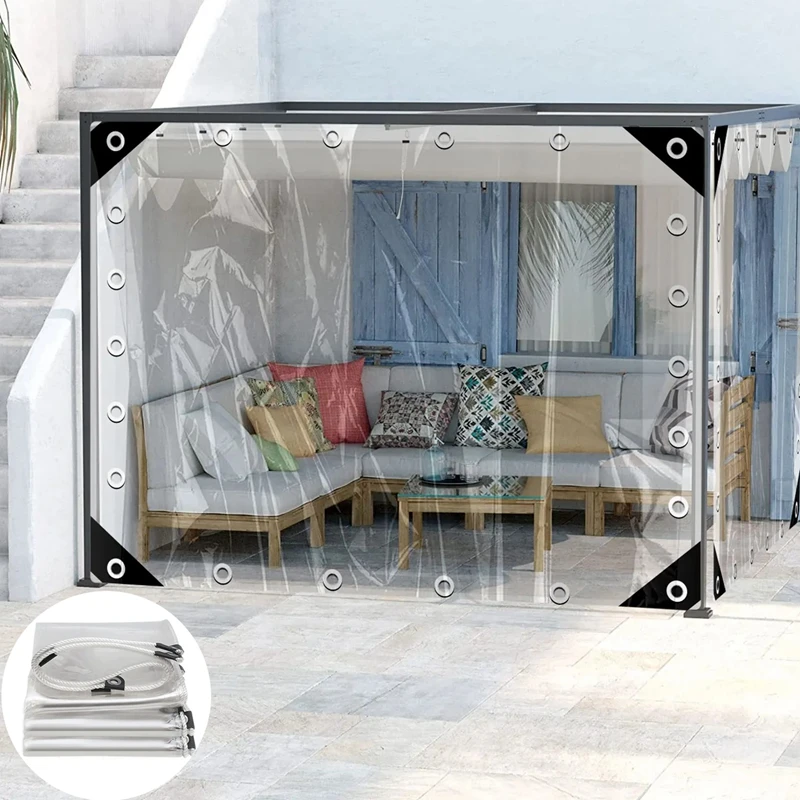 99.9% Transparent Waterproof Tarpaulin PVC TarpsClear VinylCanopy For Outdoor And Tent Use Heavy Duty Windproof Protective Cover