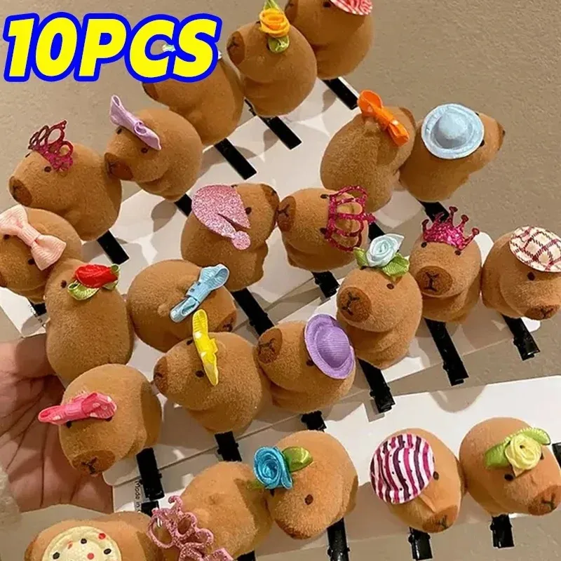 10pcs Cute Capybara Cartoon Hair Clips Set Elegant  Adorable PVC Spring Barrettes for Women and Girls Perfect for Casual Attire