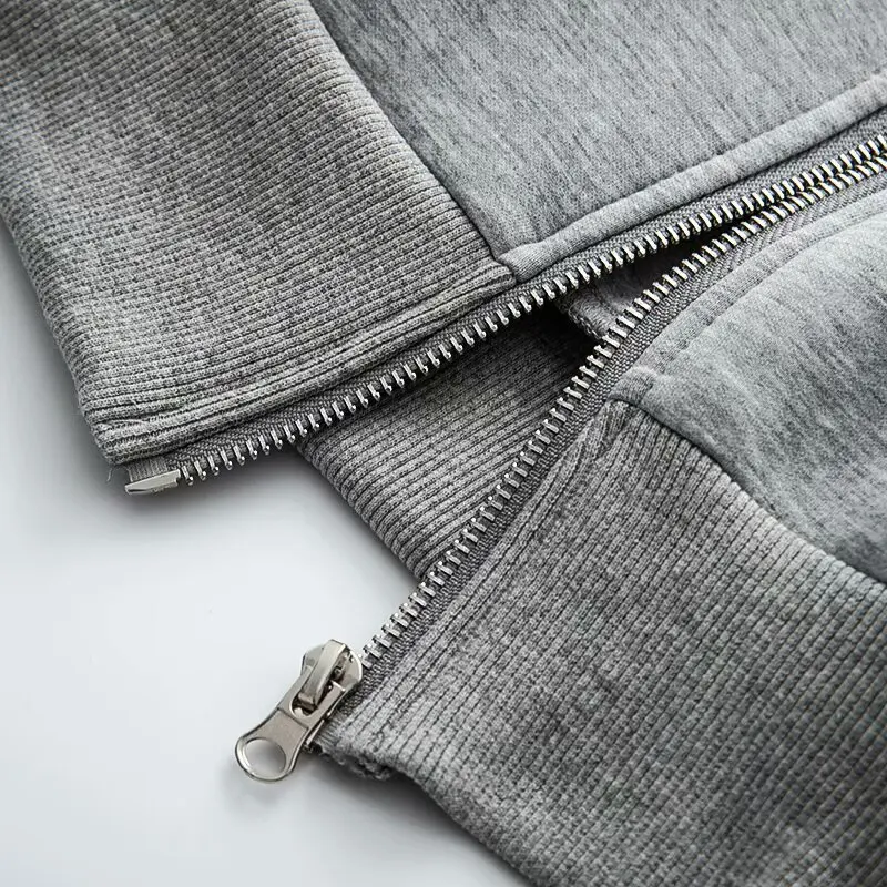 여성 봄 그레이 폭격기 Jackeet 블랙 아웃웨어 폴로 지퍼 겉옷 Jaqueta 레트로 솔리드 캐주얼 루즈 긴 소매 탑 여성