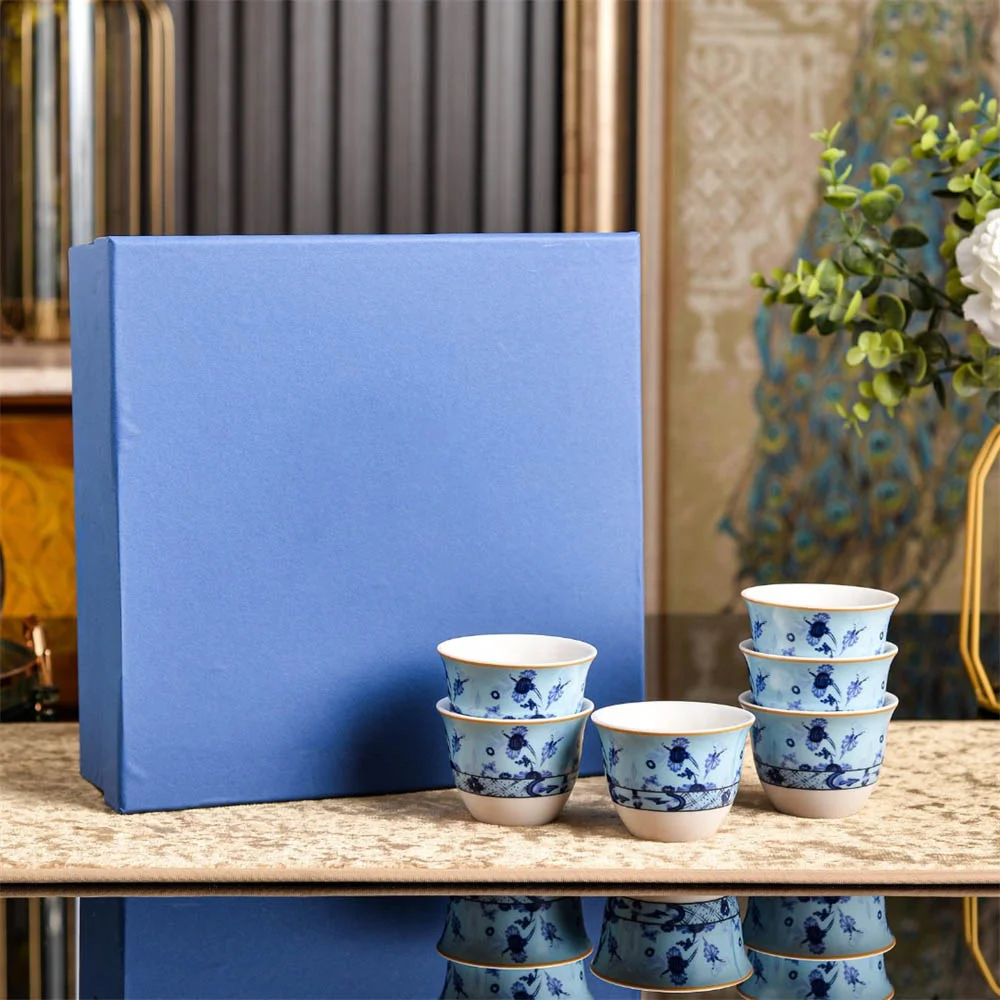 Oriental Series Ceramic Turkish Coffee Cup KUNG FU Tea Cup Household Light Luxury 6pc Tea Cup Set Wedding Birthday Gift ﻿ view 5
