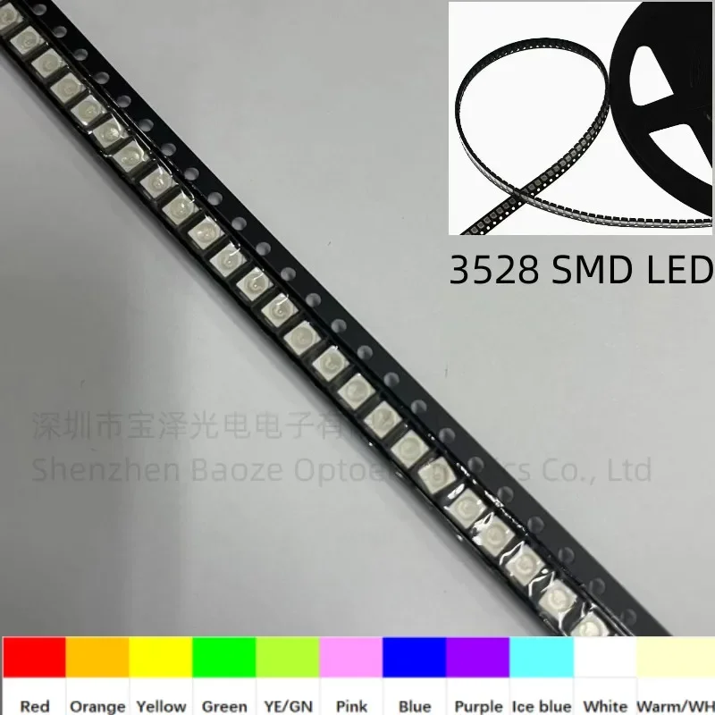 1REEL 2000PCS 3528 1210 SMD LED 3.5*2.8mm Red Orange Yellow Green Pink Blue Purple Ice blue  Warm white Cold white Natural  RGB