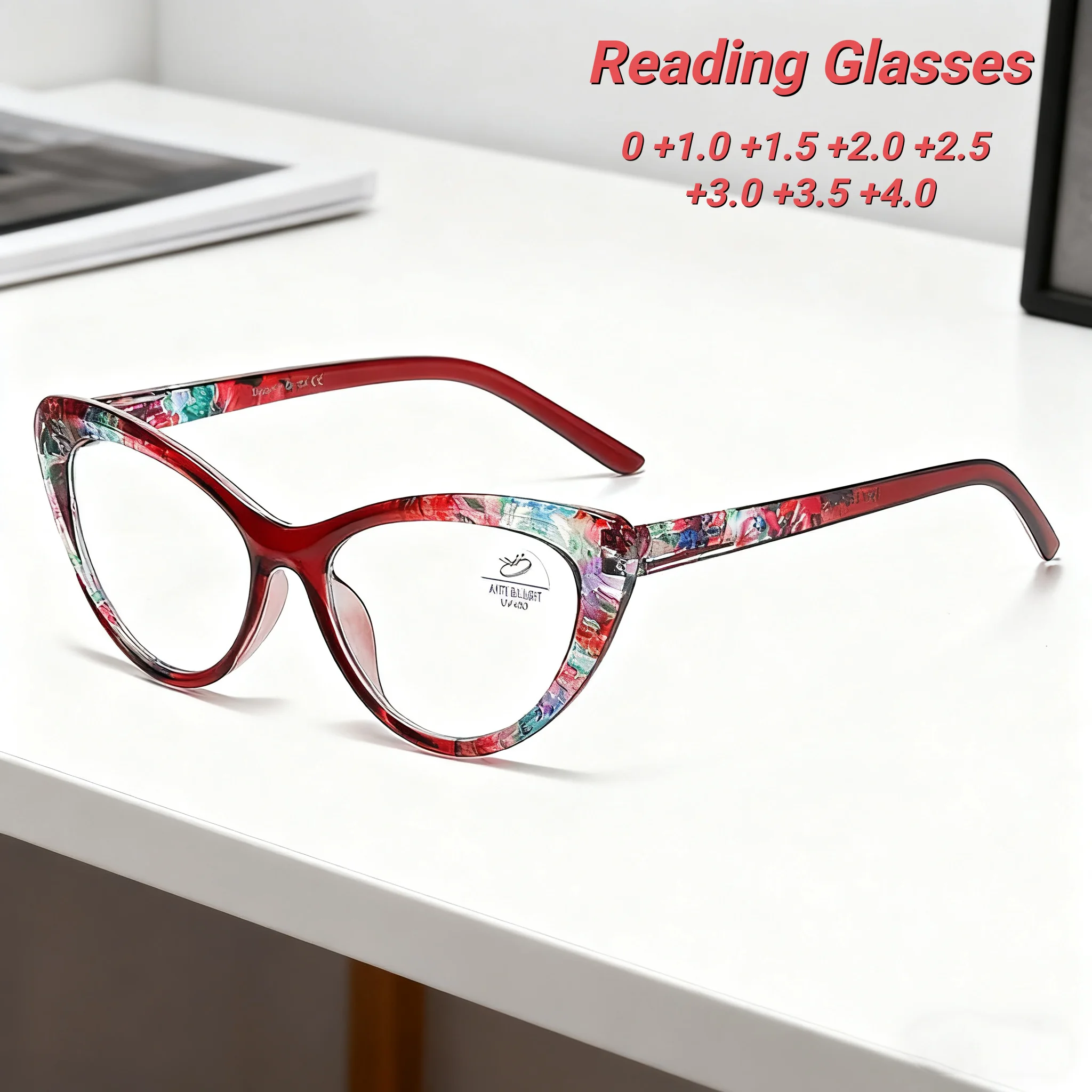 

New Fashionable HD Personalized Cat Eye Women's Reading Glasses Ultra Light Neutral Advanced Sensing Anti Blue Light Glasses