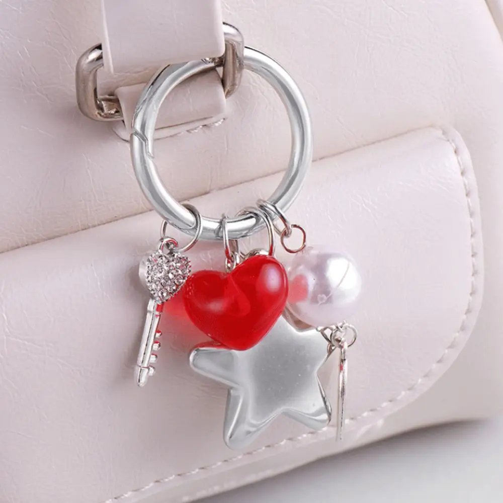 Bag Pendant Y2k Star Heart Keychain Portable Stylish Romance Star Heart Keyring Metal Creative Couple