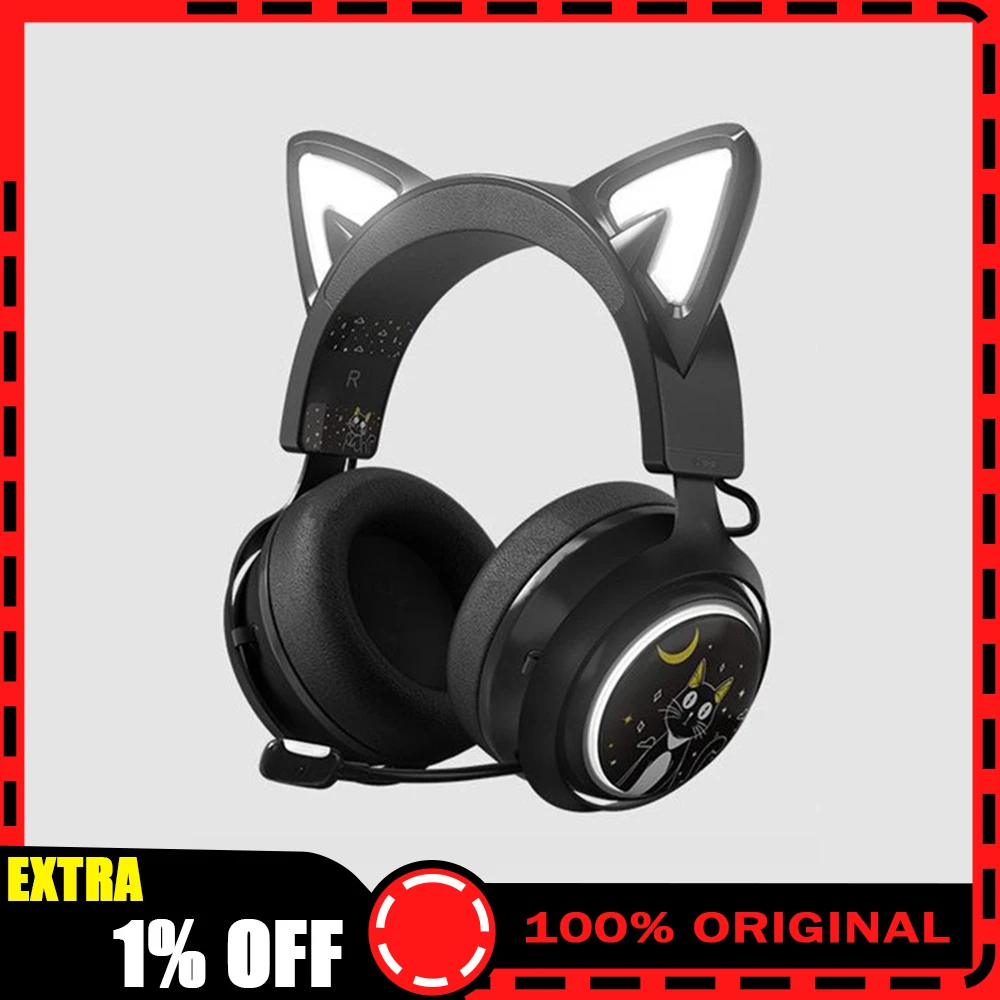 

Somic GS510 геймерские наушники с микрофоном кошачьи уши RGB свет красочная милая гарнитура с шумоподавлением игровые наушники для девочек Gif