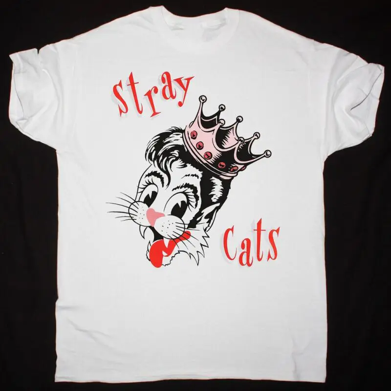 Vtg STRAY CATS BRINGIT BACK AGAIN Cotton White All Size Unisex Shirt