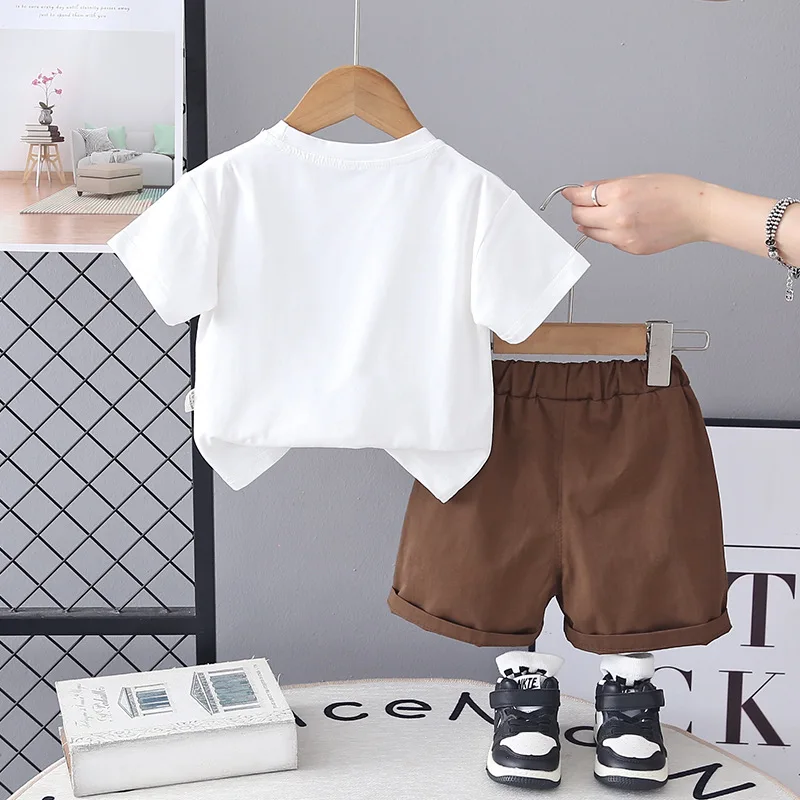 Boys Summer Cute Squirrel Print T-shirt + Shorts 2Pcs Outfit Kids Casual Short Sleeve Tops Children Fashion Toddler Baby Clothes