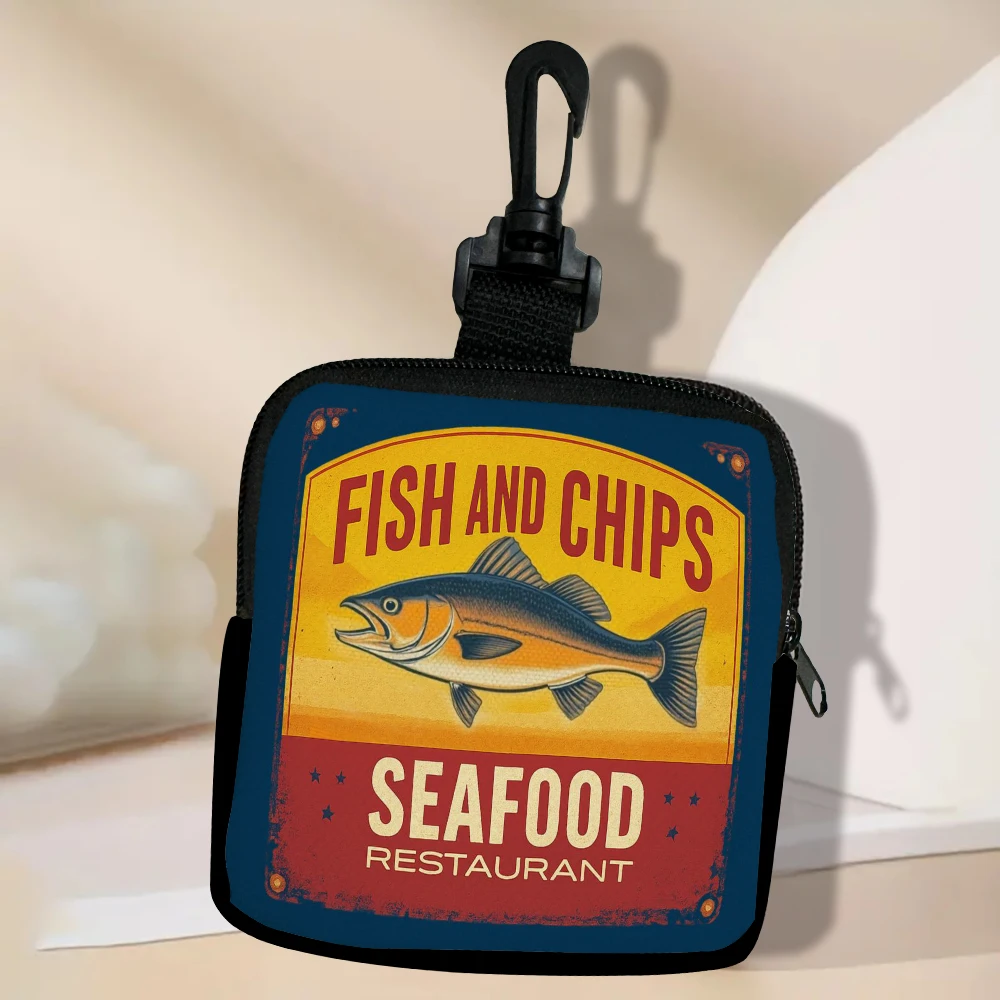 Portmonetka na monety z zamkiem błyskawicznym o dużej pojemności z poliestru, wzór sardynki, podróżna, wielofunkcyjna torebka damska, torba do przechowywania.