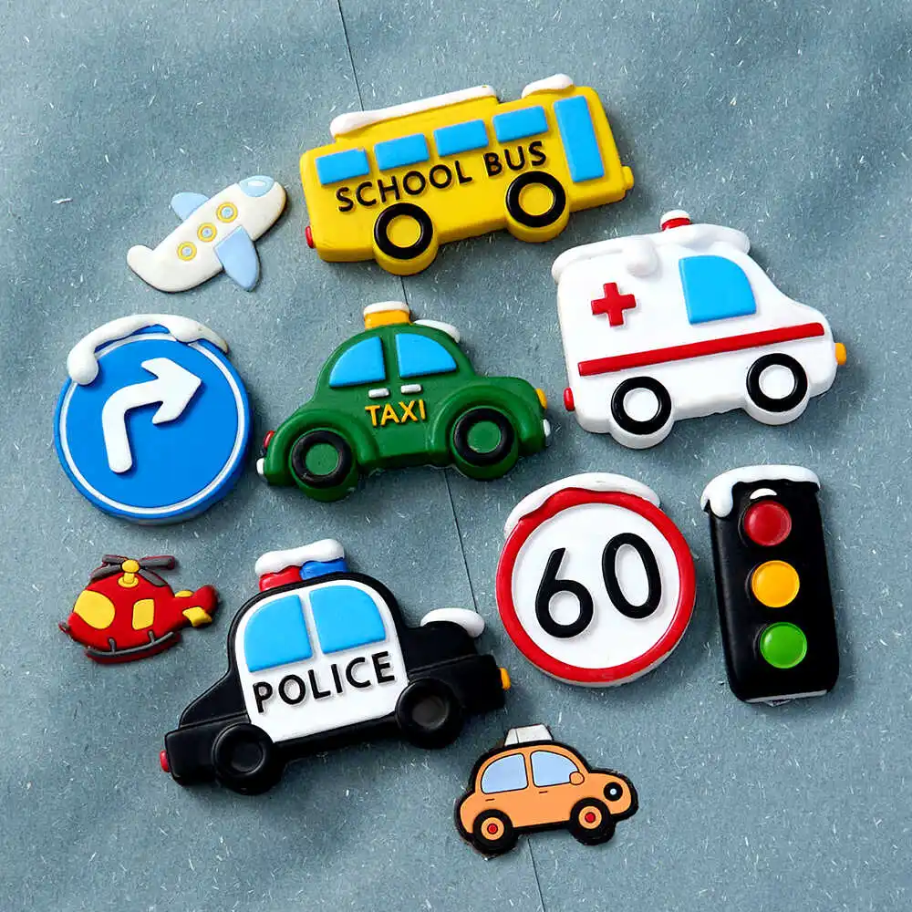 

Cartoon Airplane Car Silicone Mold Police Car Ambulance Bus Road Sign Cake Decoration Children's Birthday Chocolate Molds