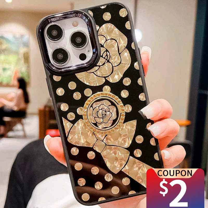 

Luxury Flower Geometric Pattern Phone Case For iPhone 14 11 13 12 Pro Max X XR XS 7 8 Plus SE2022 2022 Bling Square Cover Funda