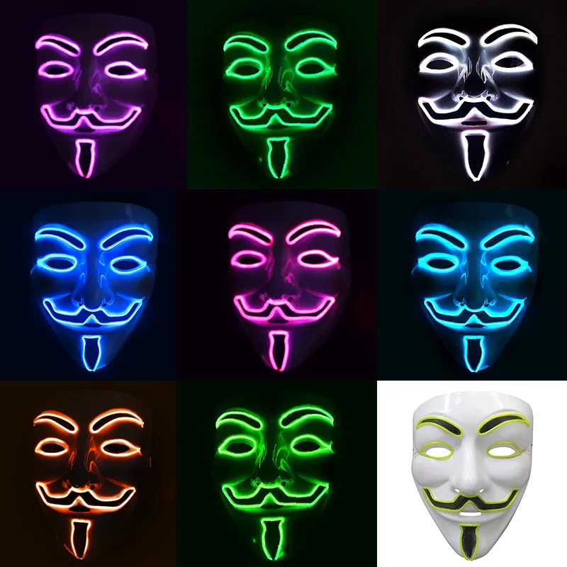 

Led Hacker Mask V Vendetta M ask Adults Luminous Led Light Up Mas k For Party Costume Accessories Props Halloween Mask