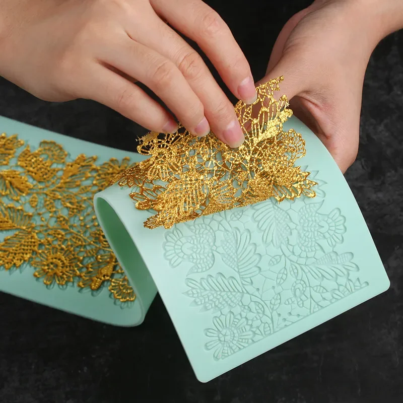 Cake Decoration Cake Lace For Wedding Cake Topper Lace Mat Lace Silicone Mould Mould Sugar lace Fondant Mould Mould 38.5*10.8CM