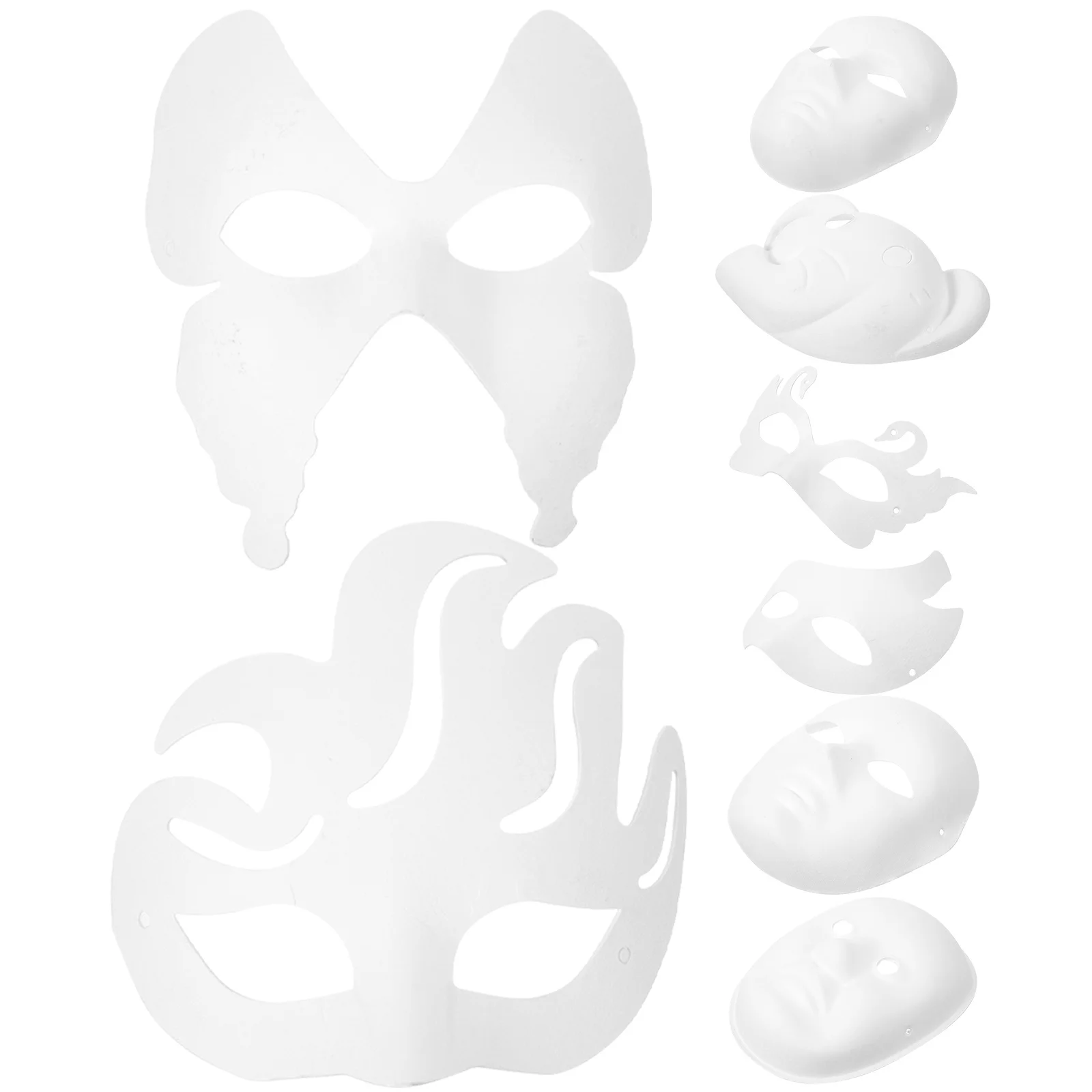 

8Pcs DIY Paper Pulp Mask White Blank Paintable Masquerade Party Halloween Face Masks Halloween Plain Masks Masquerade Supplies