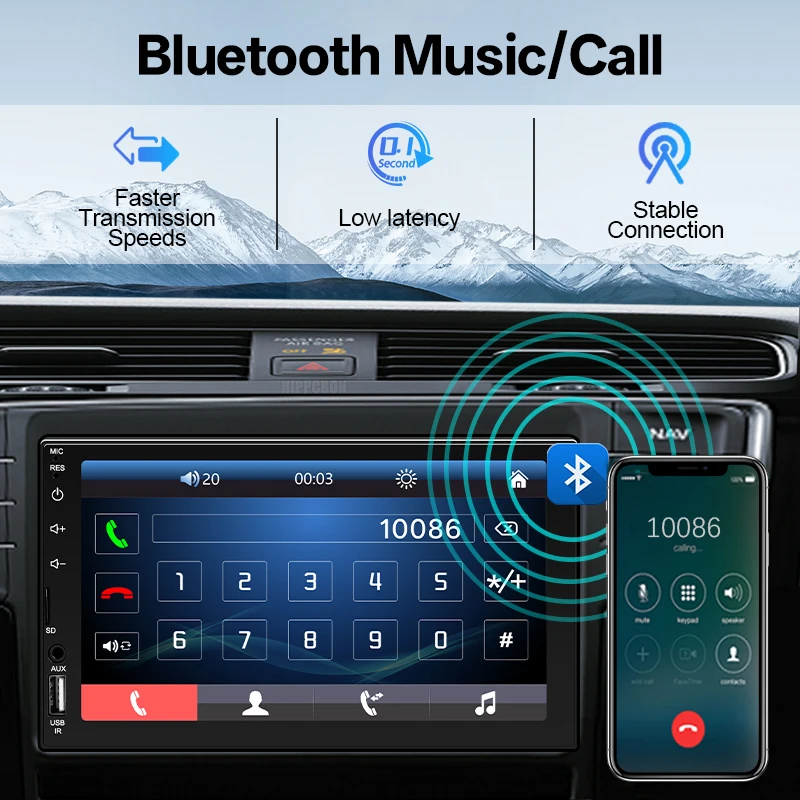 Hippcron 2din راديو السيارة CarPlay أندرويد السيارات 7 بوصة تعمل باللمس الوسائط المتعددة ستيريو سيارة MP5 بلوتوث لاعب مع FM AUX USB TF #5