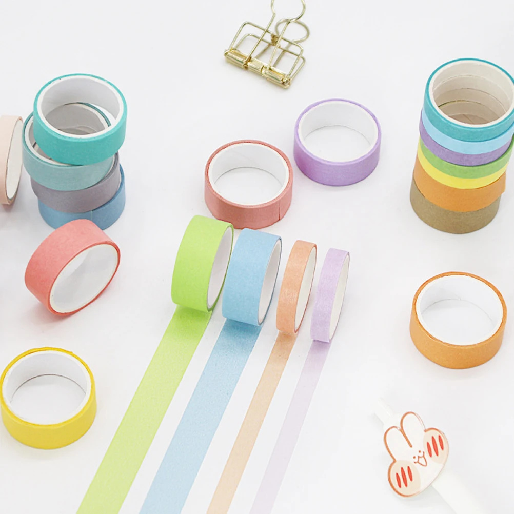 

12 Rolls Wide Decorative Washi Tape Scrapbook Journal Planner Masking Tape Smooth Surface Long Lasting Color Cut Self