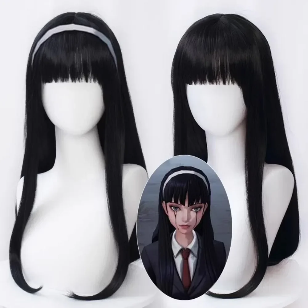 Cosplay Kawakami Tomie Black Blunt Bangs Synthetic Long Straight Wig Cute Girl Heat Resistant Fiber Cosplay The Dream Witch Wig