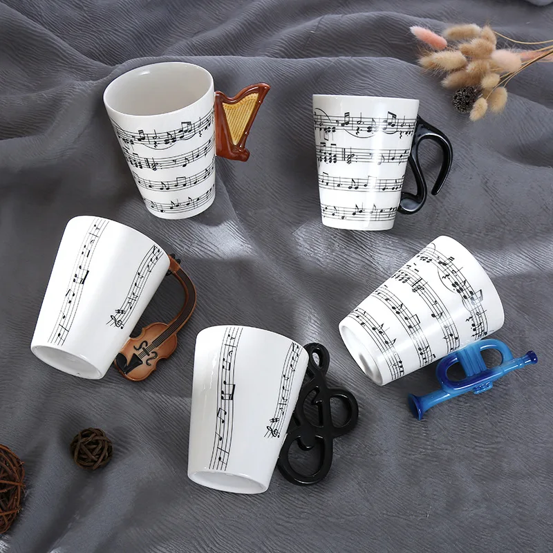 Dropshipping Ceramic Mugs Guitar Mug Musical Instrument Musical Note Shapes Coffee Mugs Milk Tea Cups Drinkwars for Kitchen Tool