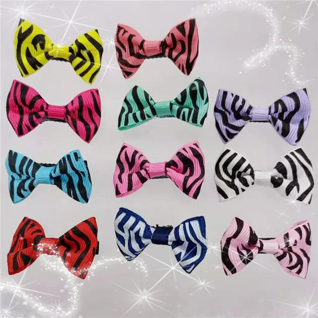 100Pcs Mini สุนัข Bow Hairgrips ผู้หญิงเสือดาวพิมพ์ทั้งห่อความปลอดภัยกิ๊ฟหนีบผมเด็ก Hairpins เครื่องประดับผม