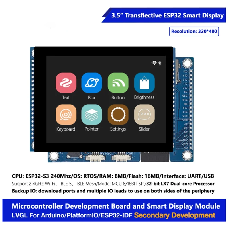 3.5 inci transfleksi TFT LCD 240X320 320X480 ESP32 S3 papan Dual Core lvhmi GL 16M Flash Ardu-ino WIFI & Bles LCD TFT modul